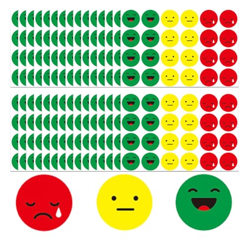 QEQSHQO 600PCS Smiley Face Sticker, Stimmungsaufkleber, Aufkleber, Smile Aufkleber Sticker, Lächeln, traurige Aufkleber,Neutral, Traurig, rot-gelb-grüne(2,5 cm) von QEQSHQO