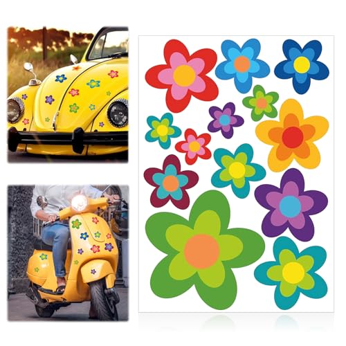 QESSUVNC 35 Aufkleberin Blumen Fahrrad Aufkleber Sommer Blumen Auto Aufkleber Blumen Aufkleber Fahrrad Wasserfeste Sticker Aufkleber-Set Blumen Blümchen Wasserdichte Aufkleber Dekoration (Grün) von QESSUVNC