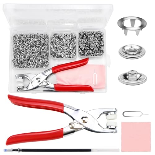 200 Set Druckknöpfe, Druckknöpfe Metall, Feste Knöpfe Werkzeug, Druckknopf Set mit Zange, 9,5 mm Druckknopf Ohne Nähen, für DIY Basteln Baby Kinderbekleidung, Handgemaakt, Kleding Repareren von QGGTQG