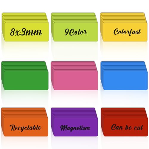 QGGTQG 72 Stück Magnetstreifen Beschreibbar, 30x80 mm Magnetetiketten Beschreibbar Bunt Magnetschilder zum Beschriften Abwischbare Magnetschilder für Whiteboard, Kühlschrank, Metallschrank (72) von QGGTQG