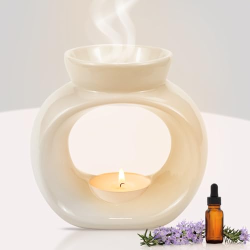 QGGTQG Keramische Aromatische Duftlampen, Aromalampe Teelichthalter Weiß, Duftlampen Teelicht, Aromalampen, Duftlicht Aromabrenner Öl- und Wachsdiffusor für Duftöl und Duftwachs von QGGTQG