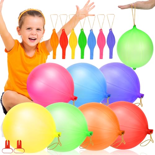 QGGTQG Punch Luftballons Robuste Perforierte Luftballons 30 Stück Perforierte Ballons mit Elastischen Band Groß Latex Punch Luftballons Bunte Luftballons mit 2 Knotern für Kinder von QGGTQG