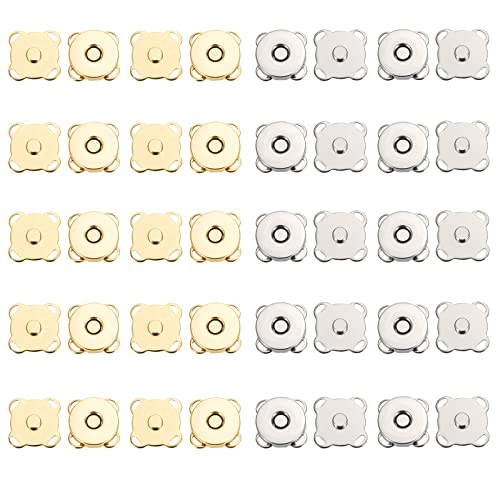 Magnetische Knöpfe, 20 Stück 14mm Magnetknöpfe Magnetverschluss Druckknöpfe für DIY Nähen Kleidung Handtaschen Geldtasche Rucksack, Gold und Silber von QH-Shop