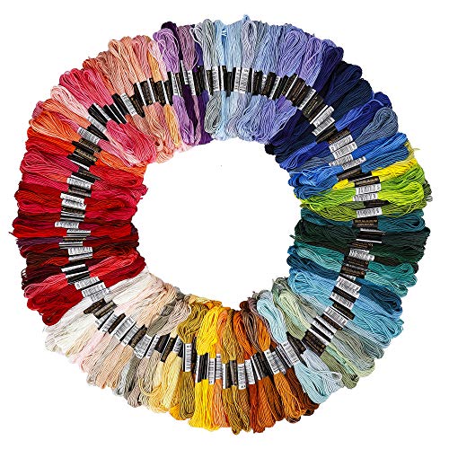 Stickgarn aus Baumwolle, Embroidery Floss in Regenbogenfarben Perfekt für Freundschaftsbänder, Kreuzstich, Stickerei, Freundschaftsbänder, Basteln (150 Farben) von QH-Shop