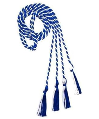 QHQCMIO Honor Cords, Blau und Weiß, gedrehtes Seil, halbe Quasten mit hängenden Quasten von QHQCMIO