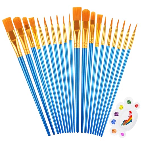 2 Pinselset, 20 Stück Künstlerpinsel mit 1, Aquarellpinsel, Premium Nylon Pinsel für Acrylfarben, Pinsel Kinderschminken, Verschiedene Größen, für Künstler, Erwachsene und Kinder von QHSXMQ