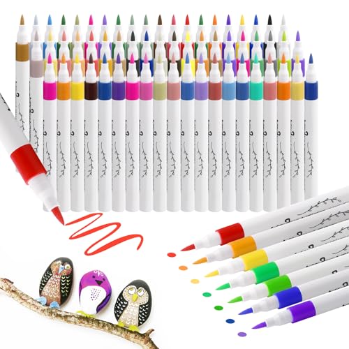 60 Farben Acrylstifte für Steine Zum Bemalen, Acrylic Paint Marker, Acrylfarbe Stifte Wasserfest, Glasmalstifte, Acrylstifte für Steine Wasserfest, Acrylmarker Stifte für Keramik Basteln（60+3 Stück ） von QHSXMQ