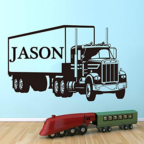 QIANGTOU Großer benutzerdefinierter Name LKW Wandaufkleber Junge Zimmer Schlafzimmer Personalisierter Name LKW Van Wandtattoo Kunst Wohnkultur Zimmer Vinyl PVC 113x73cm von QIANGTOU