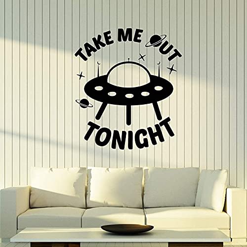 QIANGTOU Vinyl Wandtattoo Aliens Schiff Lustige Zitat Worte Take Me Out Tonight Aufkleber Abnehmbare Kunstwand Für Kinderzimmer Wohnkultur 75x85cm von QIANGTOU