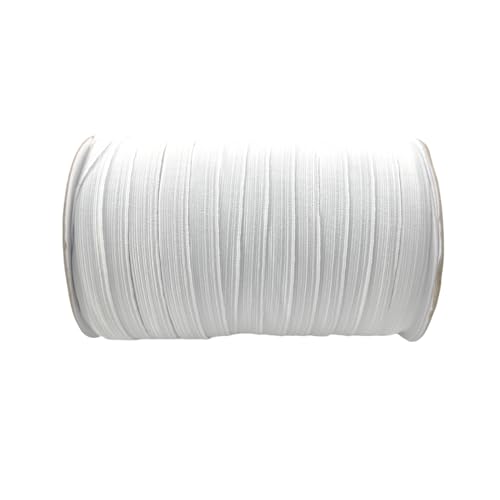 Elastische, gerippte Stoffspule, elastische Bänder, elastisches Seil, elastische Schnur, schwere Dehnung, elastische Spule, Stricken zum Nähen, SJDX (weiß-W, 91,4 m, 12 mm) von QIANHAILIZZ