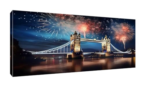 5D Diamant Painting Bilder, Diamond Painting Brooklyn Bridge, Diamond Painting Set für Erwachsene und Kinder, DIY Mosaikherstellung, Diamant Malerei für Haus Dekor, Weihnachten Geschenk 50x100 cm K-37 von QIANLUOO