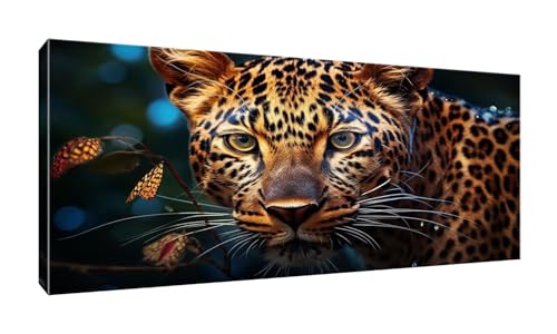 5D Diamant Painting Bilder, Diamond Painting Leopard, Diamond Painting Set für Erwachsene und Kinder, DIY Mosaikherstellung, Diamant Malerei für Haus Dekoration, Weihnachten Geschenk 50x100 cm K-31 von QIANLUOO