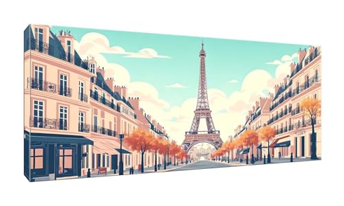 5D Diamant Painting Bilder, Diamond Painting Paris Eiffelturm, Diamond Painting Set für Erwachsene und Kinder, DIY Mosaikherstellung, Diamant Malerei für Haus Dekor, Weihnachten Geschenk 80x160 cm K-4 von QIANLUOO