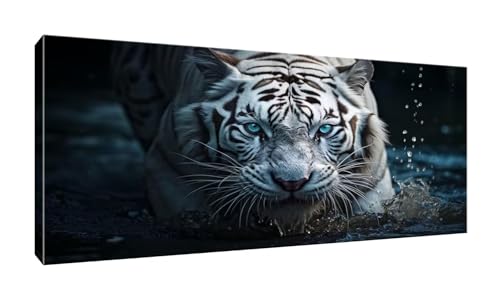 5D Diamant Painting Bilder, Diamond Painting Weißer Tiger, Diamond Painting Set für Erwachsene und Kinder, DIY Mosaikherstellung, Diamant Malerei für Haus Dekoration, Weihnachten Geschenk 80x160cm K13 von QIANLUOO