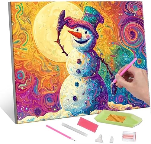 5D Diamond Painting Bilder, Diamant Painting Abstract Snowman, Diamond Painting Set für Erwachsene Kinder, Komplettes DIY Diamond Art Malen Stickset, Kreuzstichbilder für Wohnkultur 40x50 cm k-106 von QIANLUOO