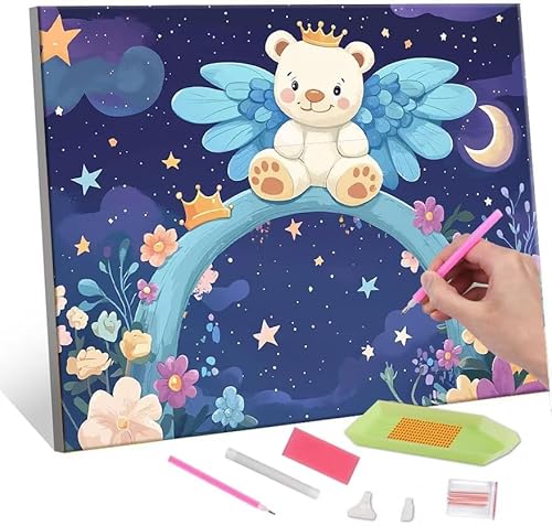 5D Diamond Painting Bilder, Diamant Painting Cartoon Bear, Diamond Painting Set für Erwachsene Kinder, Komplettes DIY Diamond Art Malen Stickset, Kreuzstichbilder für Wohnkultur 40x50 cm k-461 von QIANLUOO