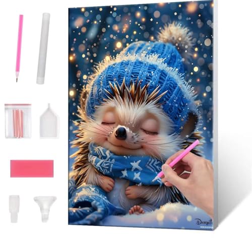 5D Diamond Painting Bilder, Diamant Painting Cute Hedgehog, Diamond Painting Set für Erwachsene Kinder, Komplettes DIY Diamond Art Malen Stickset, Kreuzstichbilder für Wohnkultur 100x130 cm k-467 von QIANLUOO