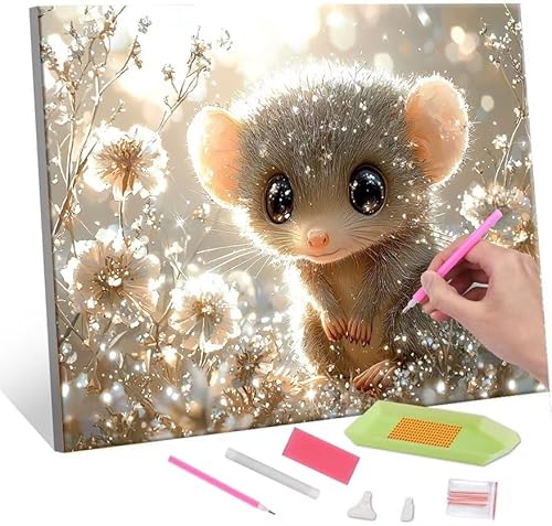 5D Diamond Painting Bilder, Diamant Painting Cute Mouse, Diamond Painting Set für Erwachsene Kinder, Komplettes DIY Diamond Art Malen Stickset, Kreuzstichbilder für Wohnkultur 100x130 cm k-505 von QIANLUOO