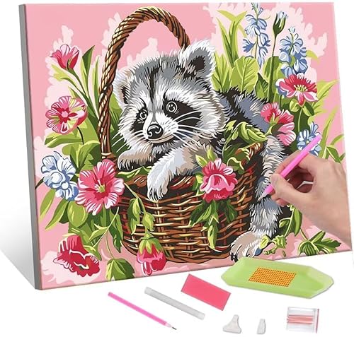 5D Diamond Painting Bilder, Diamant Painting Cute animals, Diamond Painting Set für Erwachsene Kinder, Komplettes DIY Diamond Art Malen Stickset, Kreuzstichbilder für Wohnkultur 70x90 cm k-489 von QIANLUOO