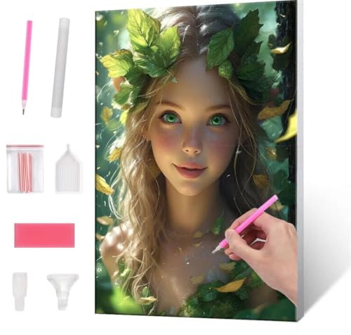 5D Diamond Painting Bilder, Diamant Painting Fairy Elves, Diamond Painting Set für Erwachsene Kinder, Komplettes DIY Diamond Art Malen Stickset, Kreuzstichbilder für Wohnkultur 70x90 cm k-447 von QIANLUOO