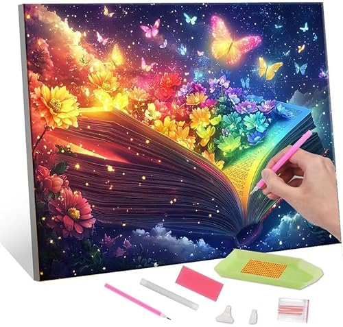 5D Diamond Painting Bilder, Diamant Painting Rainbow Book, Diamond Painting Set für Erwachsene Kinder, Komplettes DIY Diamond Art Malen Stickset, Kreuzstichbilder für Wohnkultur 40x50 cm k-59 von QIANLUOO