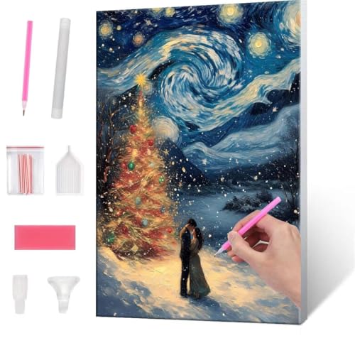 5D Diamond Painting Bilder, Diamant Painting Starry Sky Couple, Diamond Painting Set für Erwachsene Kinder, Komplettes DIY Diamond Art Malen Stickset, Kreuzstichbilder für Wohnkultur 40x50 cm k-947 von QIANLUOO