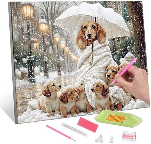 5D Diamond Painting Bilder, Diamant Painting Winter Dog, Diamond Painting Set für Erwachsene Kinder, Komplettes DIY Diamond Art Malen Stickset, Kreuzstichbilder für Wohnkultur 100x130 cm k-147 von QIANLUOO