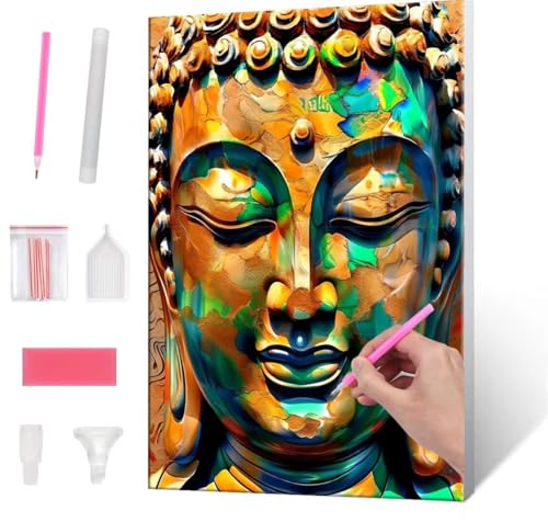 5D Diamond Painting Bilder, Diamant Painting Zen Buddhism, Diamond Painting Set für Erwachsene Kinder, Komplettes DIY Diamond Art Malen Stickset, Kreuzstichbilder für Wohnkultur 100x130 cm k-86 von QIANLUOO