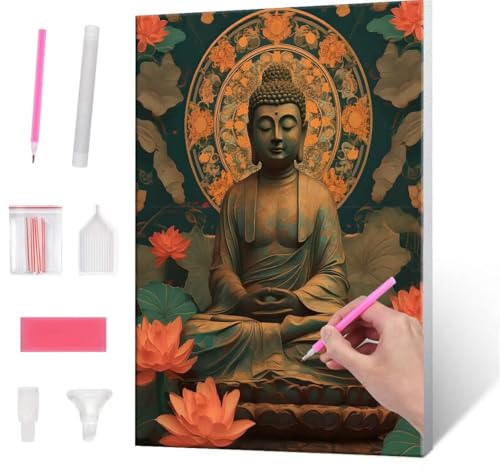 5D Diamond Painting Bilder, Diamant Painting Zen Buddhism, Diamond Painting Set für Erwachsene Kinder, Komplettes DIY Diamond Art Malen Stickset, Kreuzstichbilder für Wohnkultur 40x50 cm k-88 von QIANLUOO