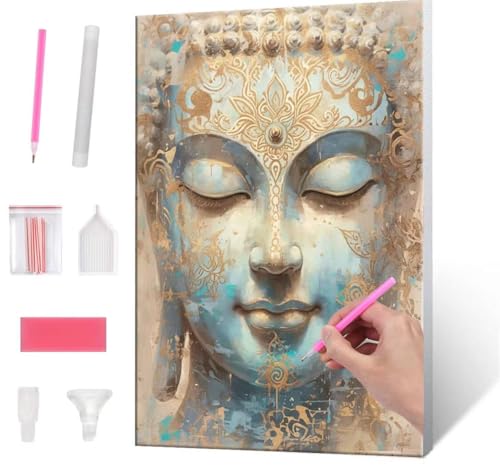 5D Diamond Painting Bilder, Diamant Painting Zen Buddhism, Diamond Painting Set für Erwachsene Kinder, Komplettes DIY Diamond Art Malen Stickset, Kreuzstichbilder für Wohnkultur 40x50 cm k-93 von QIANLUOO