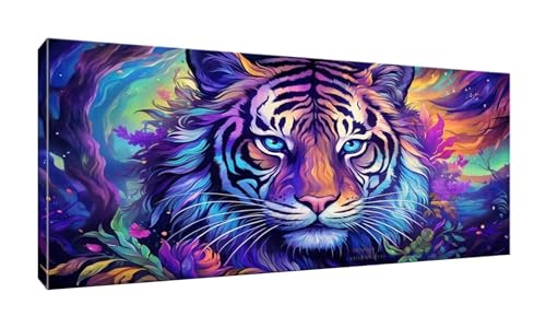 5D Diamond Painting Erwachsene Kinder, Diamond Painting Bilder Bunt Tiger Diamond Painting Zubehor, DIY Groß Full Drill Crystal Art Basteln, für Wohnzimmer und Schlafzimmer Wanddeko 40x80 cm K-42 von QIANLUOO