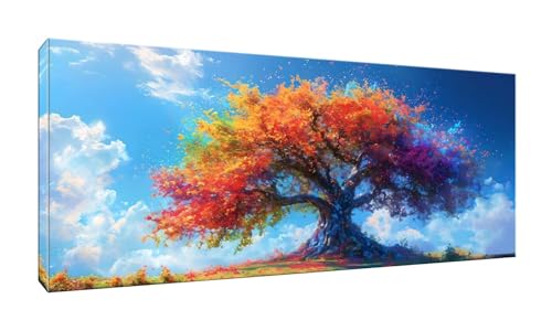 5D Diamond Painting Erwachsene Kinder, Diamond Painting Bilder Farbinhaltsbaum Diamond Painting Zubehor, DIY Groß Full Drill Crystal Art Basteln, für Wohnzimmer und Schlafzimmer Wanddeko 40x80 cm K-61 von QIANLUOO