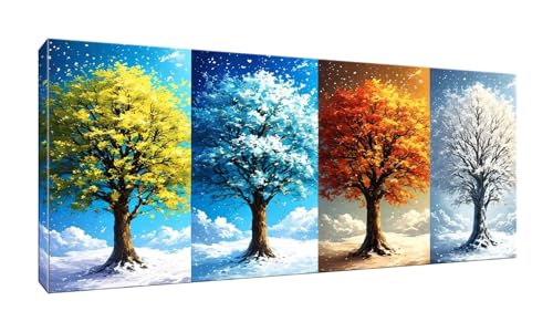 5D Diamond Painting Erwachsene Kinder, Diamond Painting Bilder Vier Jahreszeiten Baum Diamond Painting Zubehor, DIY Groß Full Drill Crystal Art Basteln, für Schlafzimmer Wanddeko 40x80 cm K-568 von QIANLUOO