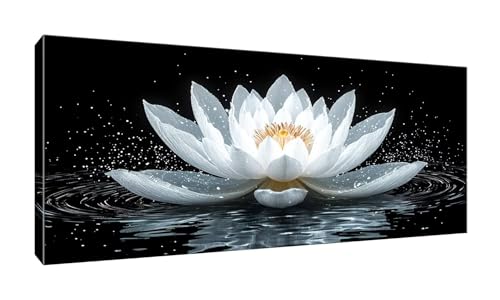 5D Diamond Painting Erwachsene Kinder, Diamond Painting Bilder Weißer Lotus Diamond Painting Zubehor, DIY Groß Full Drill Crystal Art Basteln, für Wohnzimmer und Schlafzimmer Wanddeko 70x140 cm K-16 von QIANLUOO