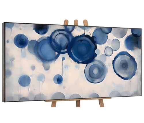 Abstract Blau Malen Nach Zahlen Erwachsene, DIY Vorgedruckte Leinen Leinwand Anfänger Kinder Ölgemälde Kits, Home Haus Dekorieren Geschenk mit 3 Pinsel und Acrylpigment, 30x60 cm (Ohne Rahmen) H-110 von QIANLUOO