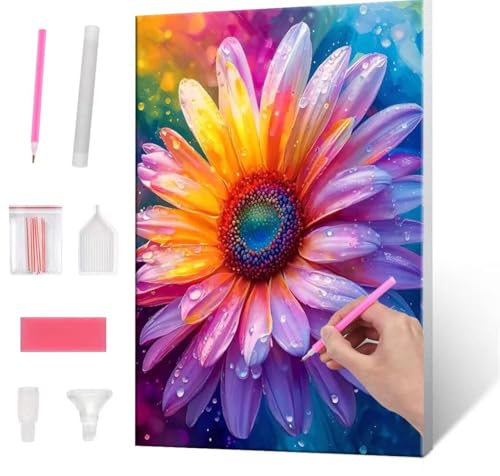 Diamond Painting Erwachsene, Diamant Painting Bilder Color Flowers 5D DIY Diamant Malerei Cross Stitch Stickerei Kunsthandwerk Set Geeignet Als Geschenk, Zur Entspannung und Als Wanddeko 90x120cm J-60 von QIANLUOO