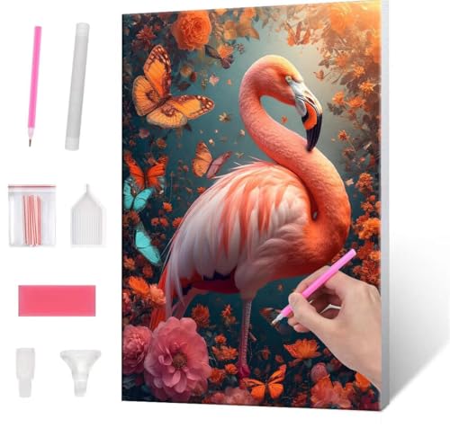 Diamond Painting Erwachsene, Diamant Painting Bilder Flamingo 5D DIY Diamant Malerei Cross Stitch Stickerei Kunsthandwerk Set Geeignet Als Geschenk, Zur Entspannung und Als Wanddeko 60x80cm J-417 von QIANLUOO