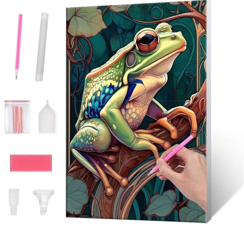 Diamond Painting Erwachsene, Diamant Painting Bilder Insect Frog 5D DIY Diamant Malerei Cross Stitch Stickerei Kunsthandwerk Set Geeignet Als Geschenk, Zur Entspannung und Als Wanddeko 35x50cm J-532 von QIANLUOO