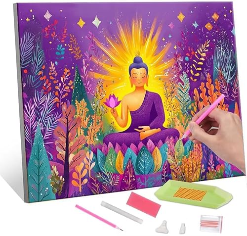 Diamond Painting Erwachsene, Diamant Painting Bilder Zen Buddhism 5D DIY Diamant Malerei Cross Stitch Stickerei Kunsthandwerk Set Geeignet Als Geschenk, Zur Entspannung und Als Wanddeko 90x120cm J-92 von QIANLUOO