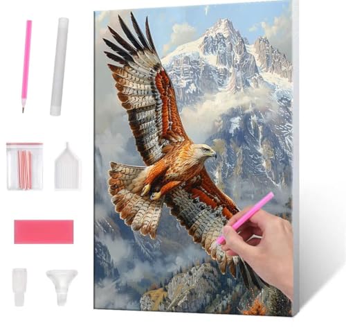 Diamond Painting Erwachsene, Diamant Painting Bilder eagle 5D DIY Diamant Malerei Cross Stitch Stickerei Kunsthandwerk Set Geeignet Als Geschenk, Zur Entspannung und Als Wanddeko 35x50cm J-565 von QIANLUOO