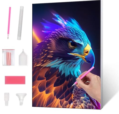 Diamond Painting Erwachsene, Diamant Painting Bilder eagle 5D DIY Diamant Malerei Cross Stitch Stickerei Kunsthandwerk Set Geeignet Als Geschenk, Zur Entspannung und Als Wanddeko 35x50cm J-978 von QIANLUOO