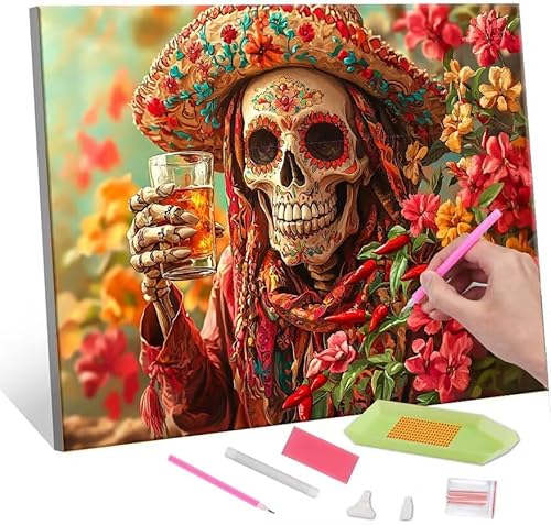 Diamond Painting Erwachsene, Diamant Painting Bilder human skeleton 5D DIY Diamant Malerei Cross Stitch Stickerei Kunsthandwerk Set Geeignet Als Geschenk, Zur Entspannung und Als Wanddeko 35x50cm J528 von QIANLUOO