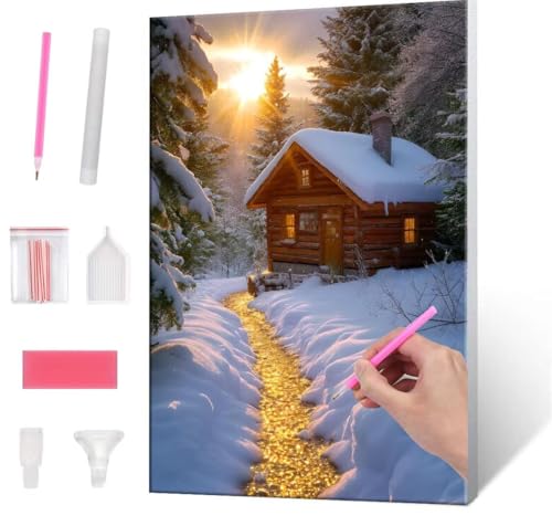 Diamond Painting Erwachsene, Diamant Painting Bilder snow scene 5D DIY Diamant Malerei Cross Stitch Stickerei Kunsthandwerk Set Geeignet Als Geschenk, Zur Entspannung und Als Wanddeko 35x50cm J-956 von QIANLUOO