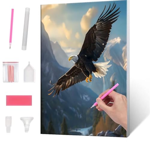 Diamond Painting Erwachsene Kinder, 5D Goshawk Diamant Painting Bilder Anfänger, DIY Runder Vollbohrer Diamanten Malerei Stickerei Set Kreuzstich Frauen Geschenke Home Wand Dekorieren 30x40cm H-77 von QIANLUOO