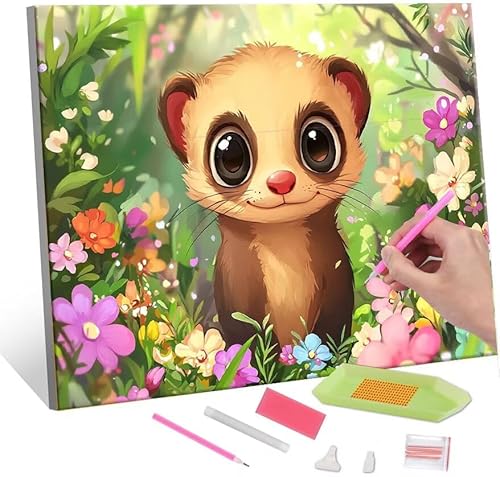 Diamond Painting Erwachsene Kinder, 5D Meerkat Diamant Painting Bilder Anfänger, DIY Runder Vollbohrer Diamanten Malerei Stickerei Set Kreuzstich Frauen Geschenke Home Wand Dekorieren 80x110cm H-329 von QIANLUOO