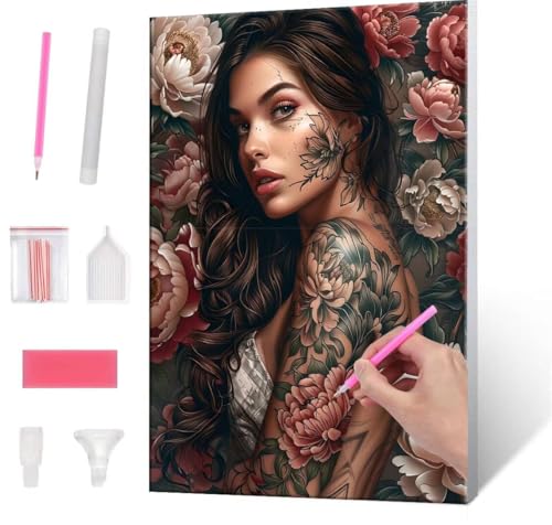 Diamond Painting Erwachsene Kinder, 5D Sexy Women Diamant Painting Bilder Anfänger, DIY Runder Vollbohrer Diamanten Malerei Stickerei Set Kreuzstich Frauen Geschenke Home Wand Dekorieren 30x40cm H-952 von QIANLUOO