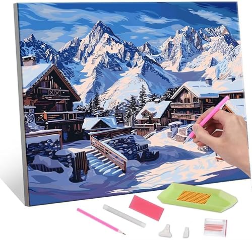 Diamond Painting Erwachsene Kinder, 5D Small town scenery Diamant Painting Bilder Anfänger, DIY Runder Vollbohrer Diamanten Malerei Stickerei Set Kreuzstich Geschenke Home Wand Dekor 30x40cm H-940 von QIANLUOO