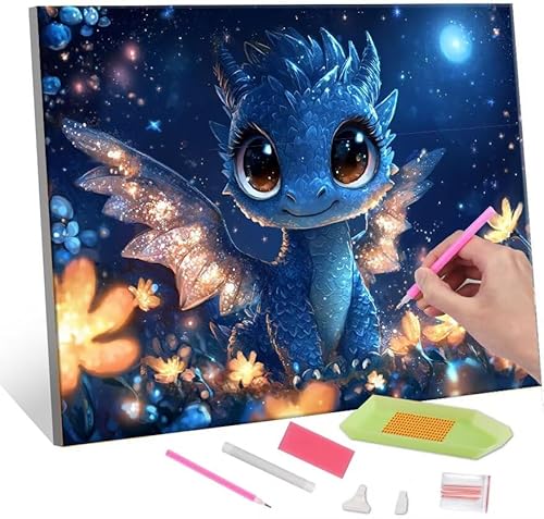 Diamond Painting Erwachsene Kinder, 5D dinosaur Diamant Painting Bilder Anfänger, DIY Runder Vollbohrer Diamanten Malerei Stickerei Set Kreuzstich Frauen Geschenke Home Wand Dekorieren 30x40cm H-526 von QIANLUOO