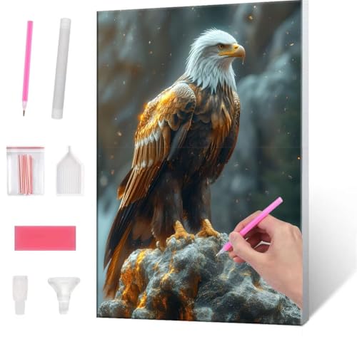 Diamond Painting Erwachsene Kinder, 5D eagle Diamant Painting Bilder Anfänger, DIY Runder Vollbohrer Diamanten Malerei Stickerei Set Kreuzstich Frauen Geschenke Home Wand Dekorieren 30x40cm H-562 von QIANLUOO