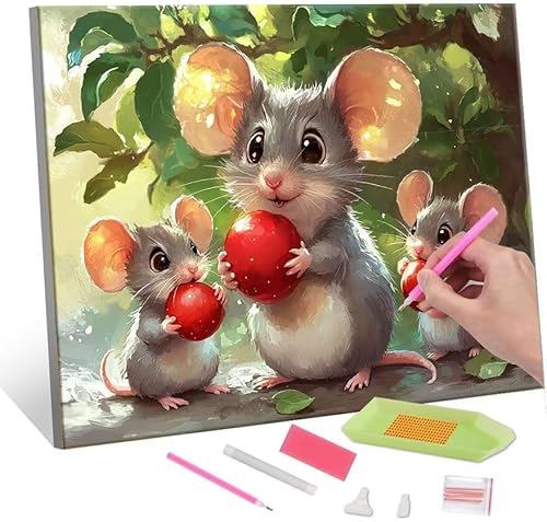 Diamond Painting Erwachsene Kinder, 5D mouse Diamant Painting Bilder Anfänger, DIY Runder Vollbohrer Diamanten Malerei Stickerei Set Kreuzstich Frauen Geschenke Home Wand Dekorieren 30x40cm H-560 von QIANLUOO